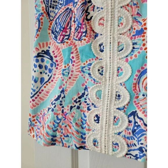 LILLY PULITZER Annabelle Halter Top Size 4 Shell Me About It Print Blue Pink - Picture 3 of 7